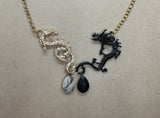 Dragon Black & Silver Obsidian Agate Necklace