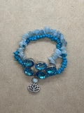 Aquamarine set in 925 Silver with Turquoise and Celestite Bracelet