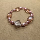 Pink Pearl and Austrian Manmade Crystal Bracelet