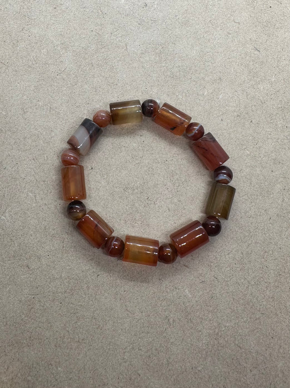 Carnelian & Brown Agate Bracelet