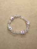 Rose Quartz Crystal Chips Beaded Bracelet with Murano Accents