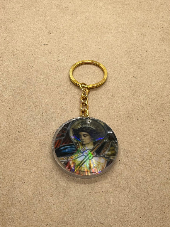 Archangel Michael Keychain with Selenite in Orgone – Crystal Box
