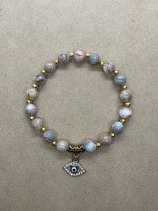 Pink Zebra Jasper Crystal Bracelet