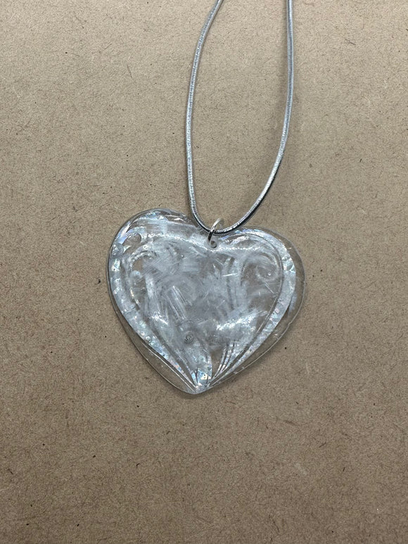Selenite Heart Orgonite Necklace