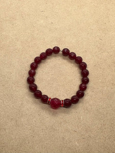 Faceted Ruby Beaded Bracelet with Red Diamanté Centrepiece