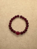 Faceted Ruby Beaded Bracelet with Red Diamanté Centrepiece