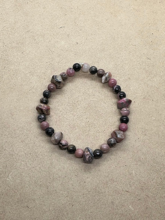 Rhodonite Crystal Beaded Bracelet