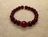 Faceted Ruby Beaded Bracelet with Red Diamanté Centrepiece