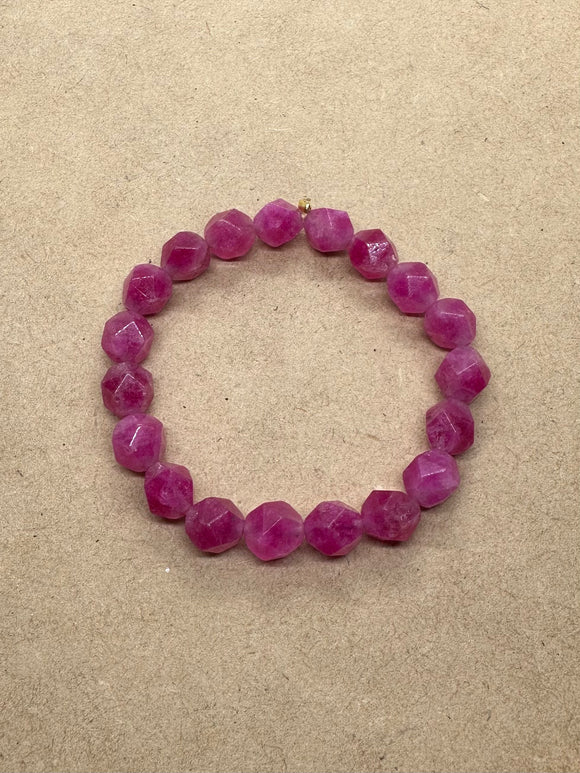 Pink Tourmaline Faceted Crystal Bracelet