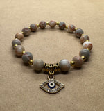 Pink Zebra Jasper Crystal Bracelet