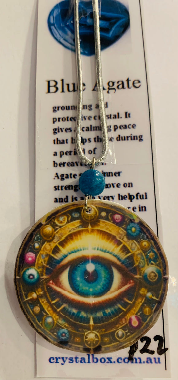 Holographic Evil Eye Aquamarine Necklace