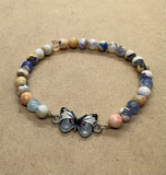 Blue Fire Agate with Butterfly Centrepiece Bracelet