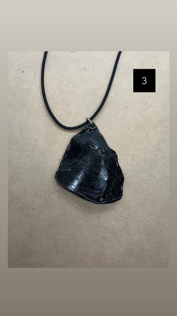 One Off Handmade Black Obsidian Pendant