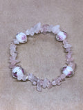 Rose Quartz Crystal Chips Beaded Bracelet with Murano Accents