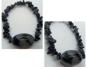 Snowflake Obsidian Chips with Agate Bracelet
