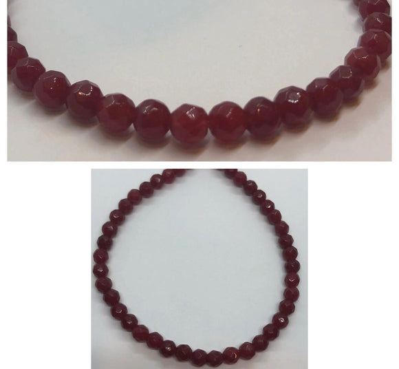 Faceted Small Ruby Crystal Beaded Bracelet