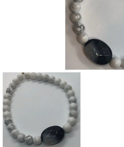 Howlite Crystal Beaded Bracelet with Agate Crystal Centrepiece