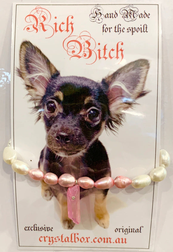 Rich Bitch real Pearl & Crystal Necklaces