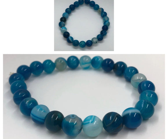 Blue Agate Crystal Beaded Bracelet