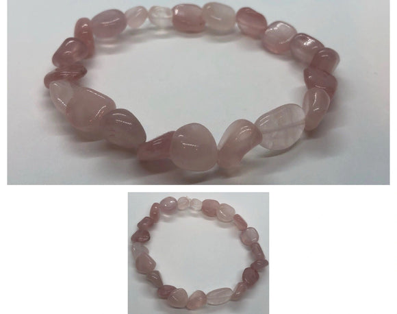 Rose Quartz Crystal Beaded Chunk Bracelet