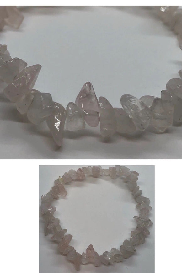 Rose Quartz Crystal Beaded Chips Bracelet