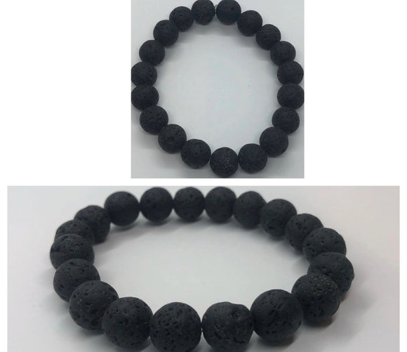 Black Lava Stone Crystal Beaded Bracelet