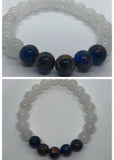 Dark Blue Jasper Crystal and Rainbow Moonstone Bracelet