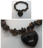 Tiger’s Eye Crystal Beaded Chips Bracelet with Heart