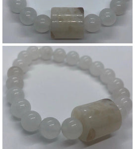 Moonstone Crystal Beaded Bracelet with Agate Centrepiece