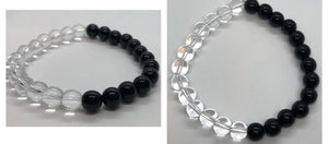 Clear Quartz Crystal and Obsidian Balance Bracelet