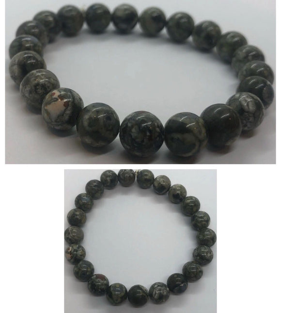 Green Ocean Jasper Crystal Beaded Bracelet