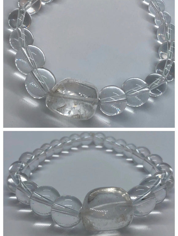 Clear Quartz Crystal Beaded Bracelet