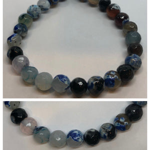 Dark Blue Fire Agate Crystal Beaded Bracelet