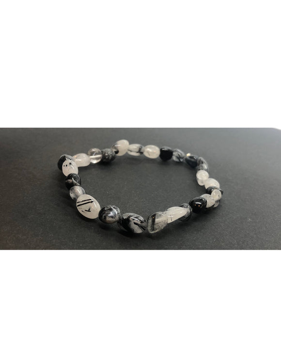 Tourmalinated Quartz Crystal Beaded Bracelet