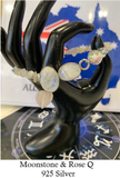 Moonstone Bracelet set in 925 Silver with Rose Quartz Heart Charm and Moonstone Crystal Chips Beaded Bracelet