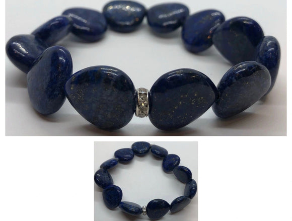 Lapis Lazuli Hearts Bracelet with Diamanté Accent