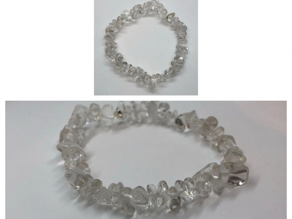 Clear Quartz Crystal Chips Beaded Bracelet