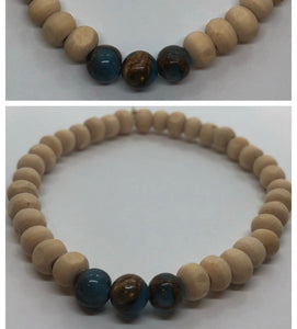 Wood & Blue Jasper Crystal Beaded Bracelet