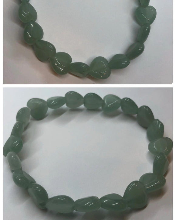Green Aventurine Crystal Beaded Hearts Bracelet