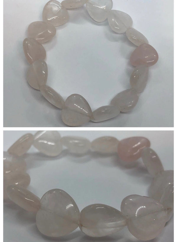 Rose Quartz Crystal Beaded Hearts Bracelet