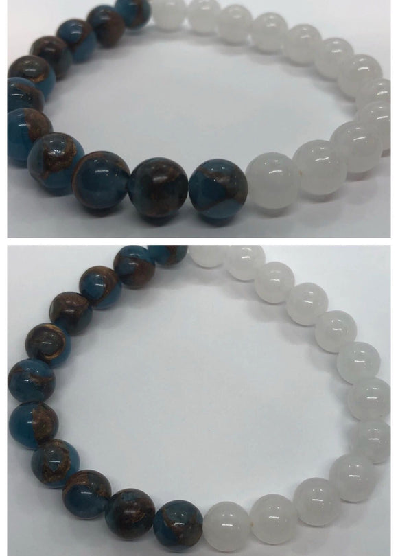 Blue Jasper Crystal and Moonstone Crystal Beaded Bracelet