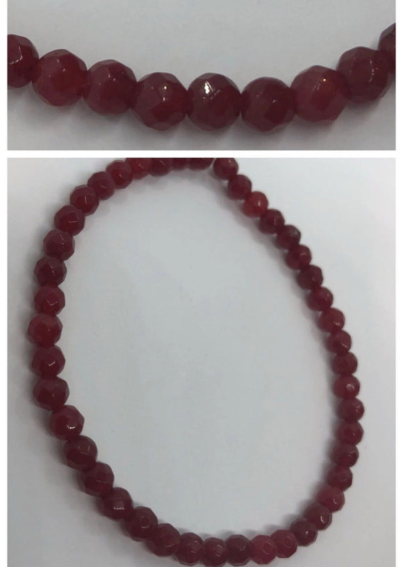 Small Faceted Ruby Crystal Beaded Bracelet