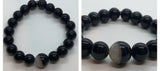 Black Onyx Crystal Beaded Bracelet with Agate Centrepiece
