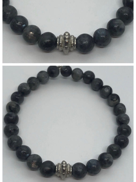 Labradorite Crystal Beaded Bracelet with Silver Accent