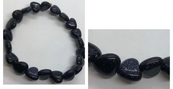 Black Goldstone Crystal Beaded Hearts Bracelet