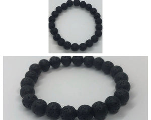 Black Lava Stone Crystal Beaded Bracelet