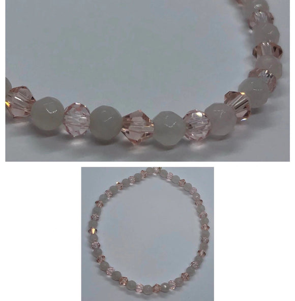 Faceted Rose Quartz Crystal Beaded Bracelet
