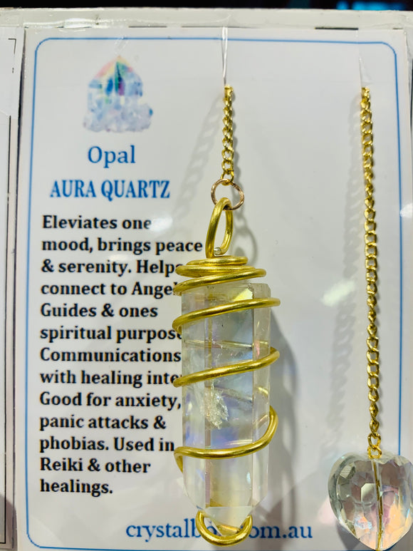 Opal Aura Quartz Pendulum