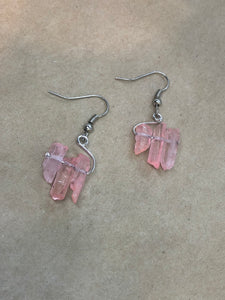 Rose Aura Quartz Points Earrings