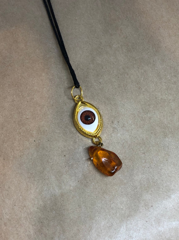 Evil Eye Amber Crystal Necklace